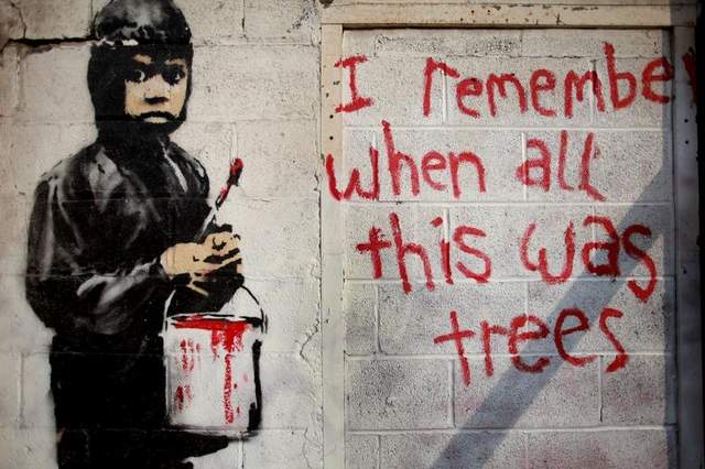 I Remember When All This Was Trees banksy 