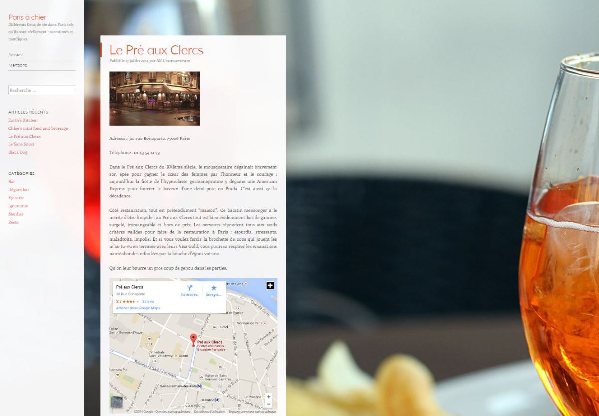 Capture d'écran du site Paris à chier