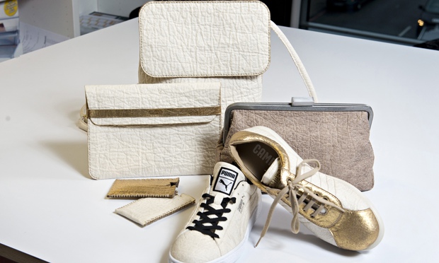 Goods made from leather-alternative Pinatex, designed by Carmen Hijosa