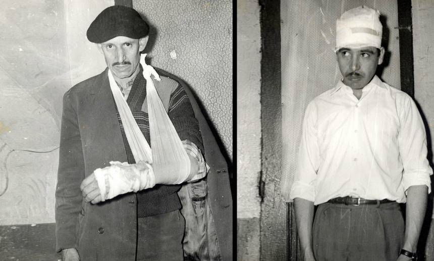 © Henri Georges, deux manifestants blessés dans l'arrière-salle d'un bistrot.