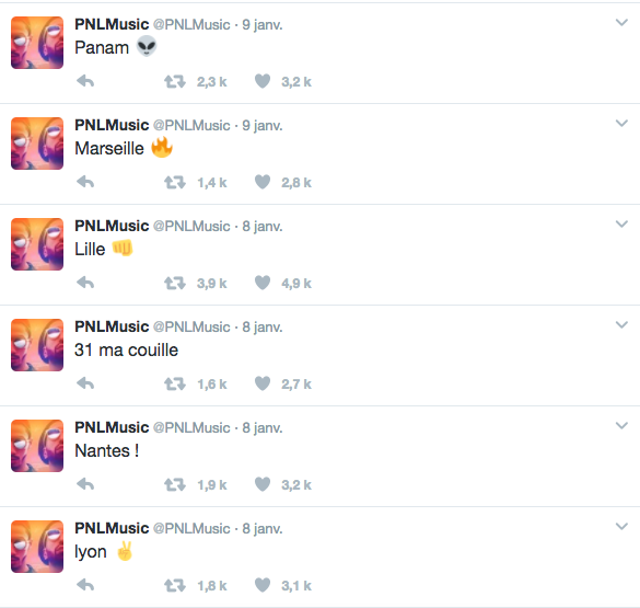 Le compte twitter de PNL