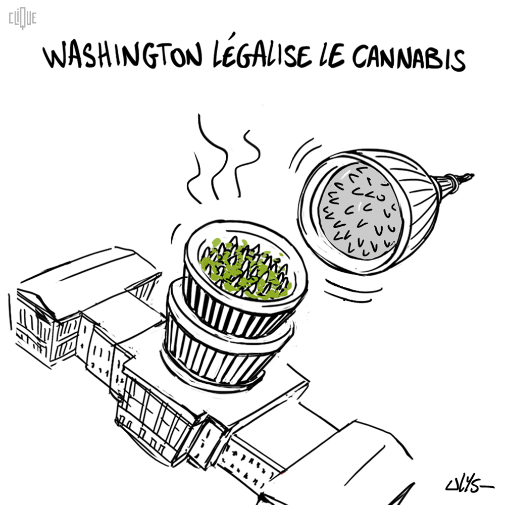 Dessin du capitole de washington en grinder légalisation du cannabis