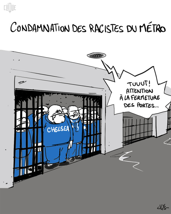 dessin supporters racistes de chelsea metro paris psg