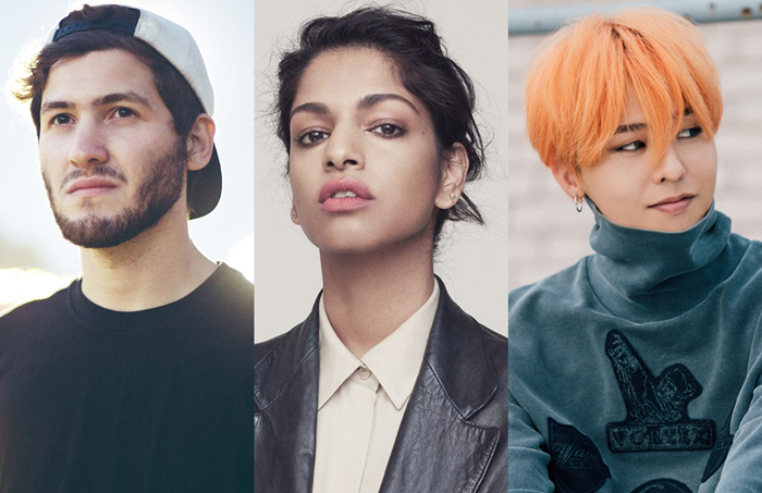 Portraits de Baauer, M.I.A. et G-Dragon