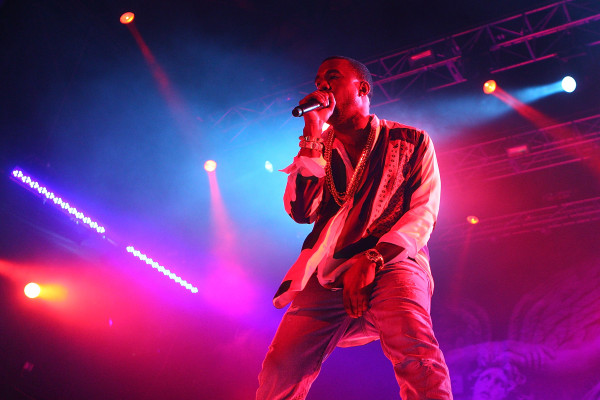 GOLD COAST, AUSTRALIA - JANUARY 22:  Kanye West performs on stage as part of Big Day Out Festival at the Gold Coast Parklands on January 22, 2012 in Gold Coast, Australia.  (Photo by Chris Hyde/Getty Images)