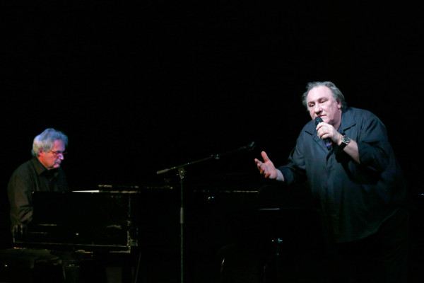 PARIS, FRANCE - FEBRUARY 08:  - Gerard Depardieu (R) sings Barbara, accompanied on the piano of Barbara by Gerard Daguere (L), who was his Pianist for more than 15 years. Held at "Theatre des Bouffes-du-Nord" in Paris from 9 to 18 February 2017.  February 3, 2017 in Paris, France.  (Photo by Bertrand Rindoff Petroff/Getty Images) *** Local Caption *** Gerard Daguere;Gerard Depardieu